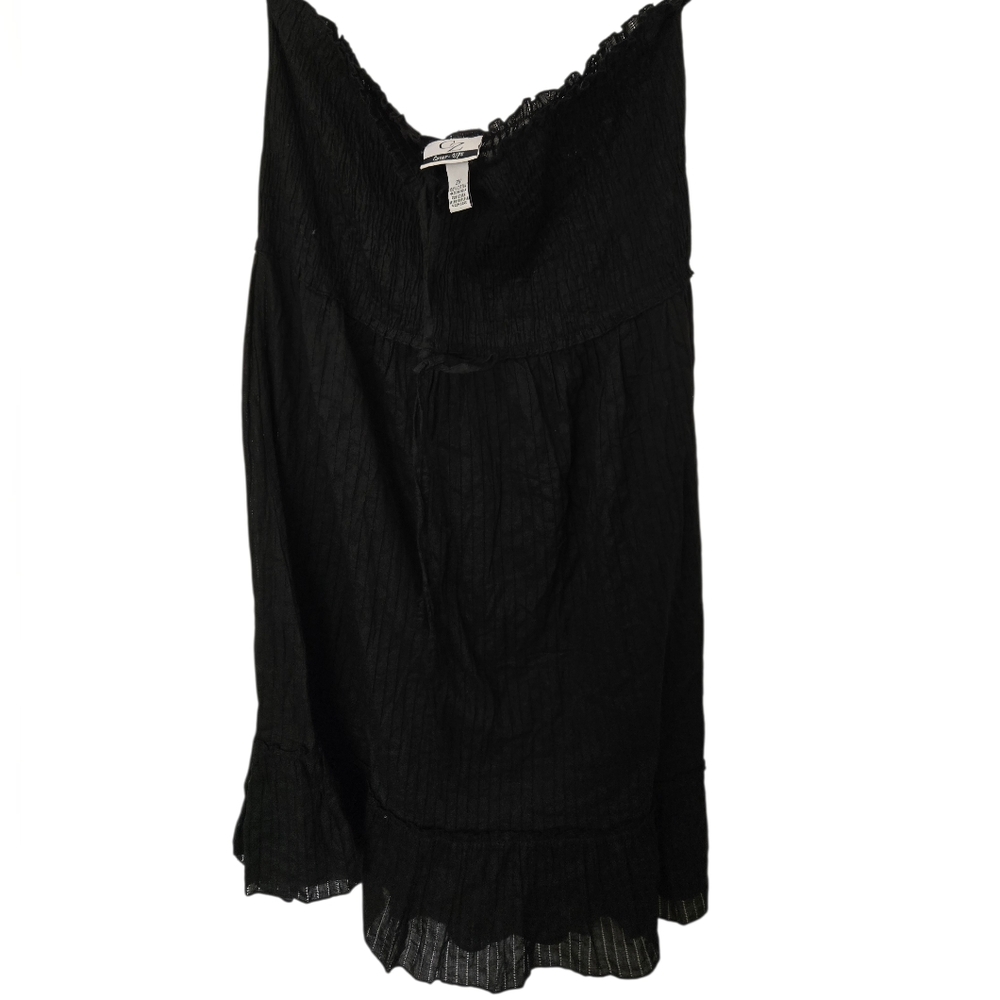 CZ Black Ruffled Swim Cover Up Size 2x